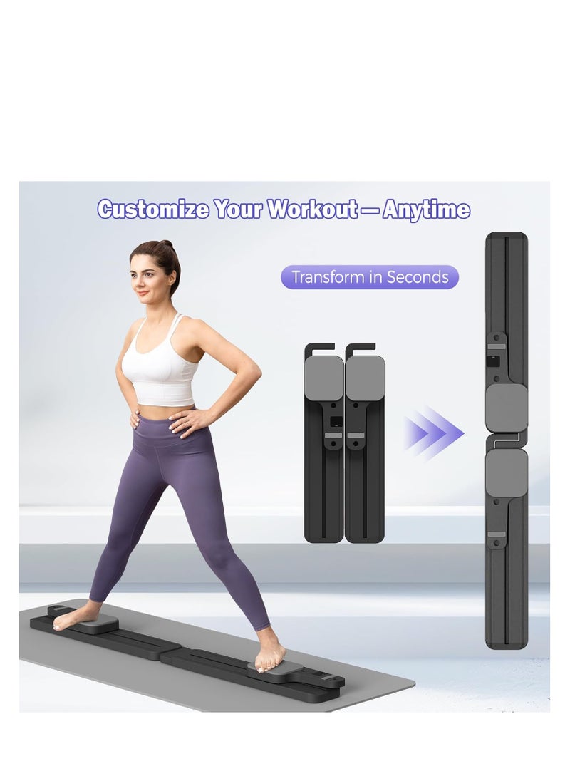 Pilates Reformer Board with Resistance Bands – Portable Pilates Machine, Full Body Workout for Home, Core Strengthener, Glute & Leg Toning, Dual Use, LED Timer & Calorie Display
