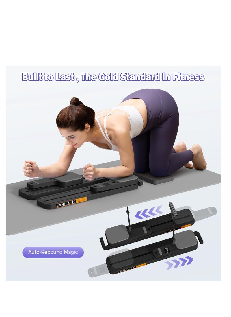 Pilates Reformer Board with Resistance Bands – Portable Pilates Machine, Full Body Workout for Home, Core Strengthener, Glute & Leg Toning, Dual Use, LED Timer & Calorie Display