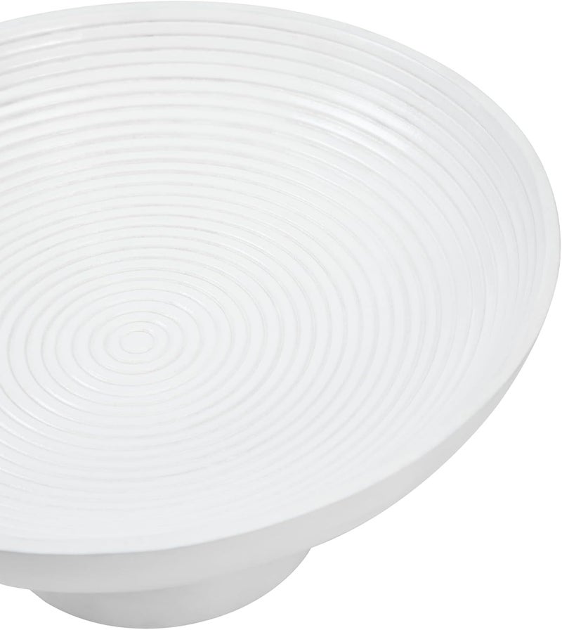 VHC Brands Ribbed White Wooden Fruit Bowl 55x12x12 Kitchen Decor Decorative Wooden Pedestal Bowl Perfect Centerpiece for Table Island or Counter - Image 4