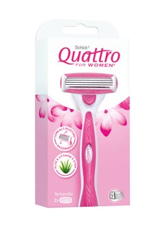 Quattro For Women 4 Blade Razor For Women-Enriched With Papaya & Pearl-Long Lasting Smooth Shave-Pivoting Head-High Precision-Comfort Rubber Grip Handle-1 Razor With 2 Cartridges - pzsku/Z04635C08A49AA4E8840AZ/45/_/1692358684/79bb976a-943c-47f9-a9b2-f4d1ddc417f7