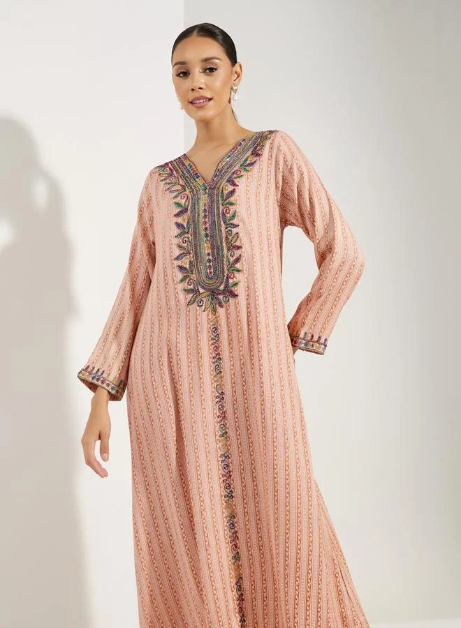 Maxim Creation Multicolored Embroidery Detail A-Line Jalabiya by Styli