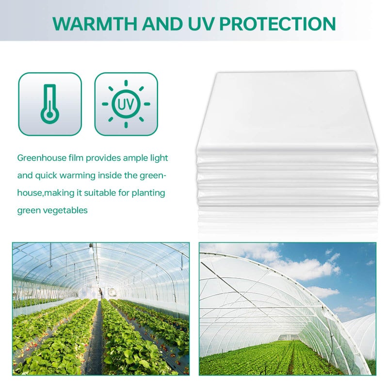 Rohseson 6Mil Greenhouse Covering, 25x40FT Thick Durable Sheeting with Anti-Drip, Gardening & Agriculture Film for Plants, Farming, and Crop Protection (25X40FT) - Image 4