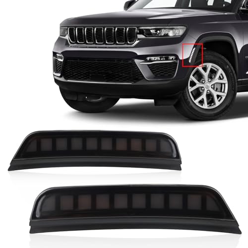 GEEGEETOP Smoked Lens Switchback White/Amber LED Side Marker Bumper Light DRL Turn Signal lamp Assembly Compatible with Jeep Grand Cherokee 2022 2023 2024 Laredo Altitude Limited Overland Summit - Image 5