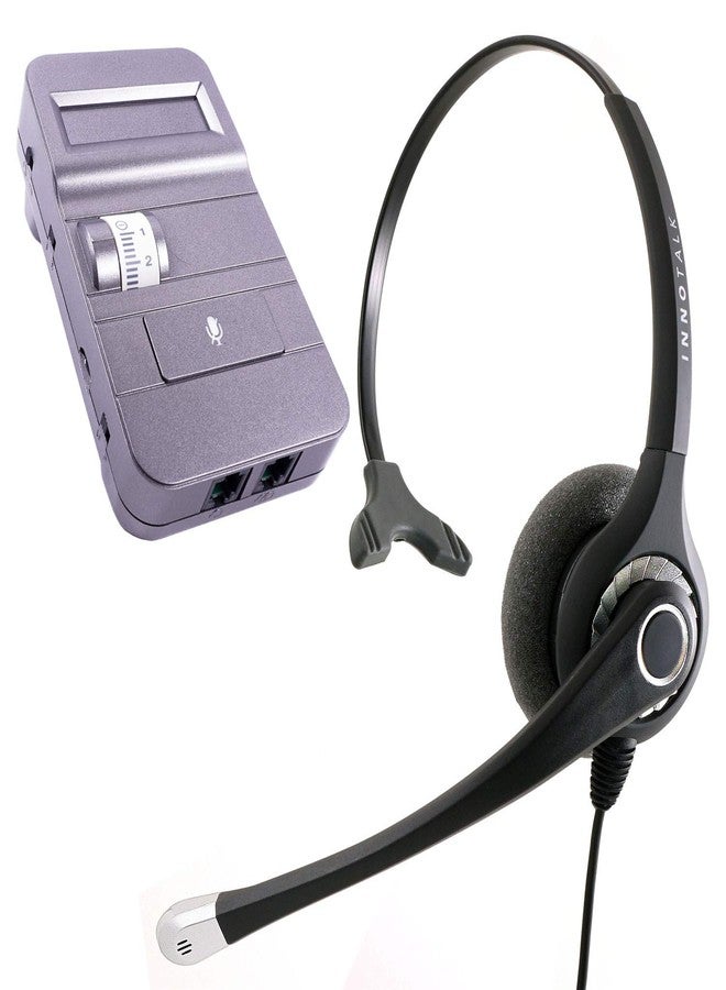 سماعة رأس INNOTALK لمعظم هواتف المكتب وهواتف Avaya ATT T7316 وT7316e وMLS-12 وغيرها - تتضمن سماعة رأس ومضخم صوت رقمي - سماعة رأس احترافية أحادية الأذن لإلغاء ضوضاء المكتب من Sound Emphasis - Image 1