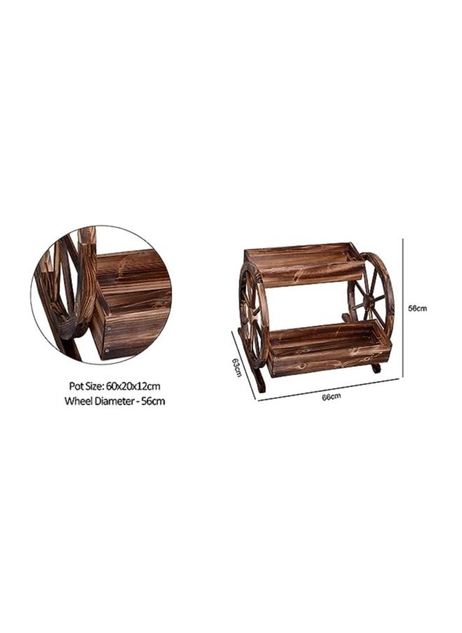 HOME TASTE - Hometaste Wooden Wagon Planter Box With Wheels - Decorative Garden Planter For Flowers, Herbs And Vegetables | Stylish Wooden Flower Cart For Indoor And Outdoor Use - Image 1