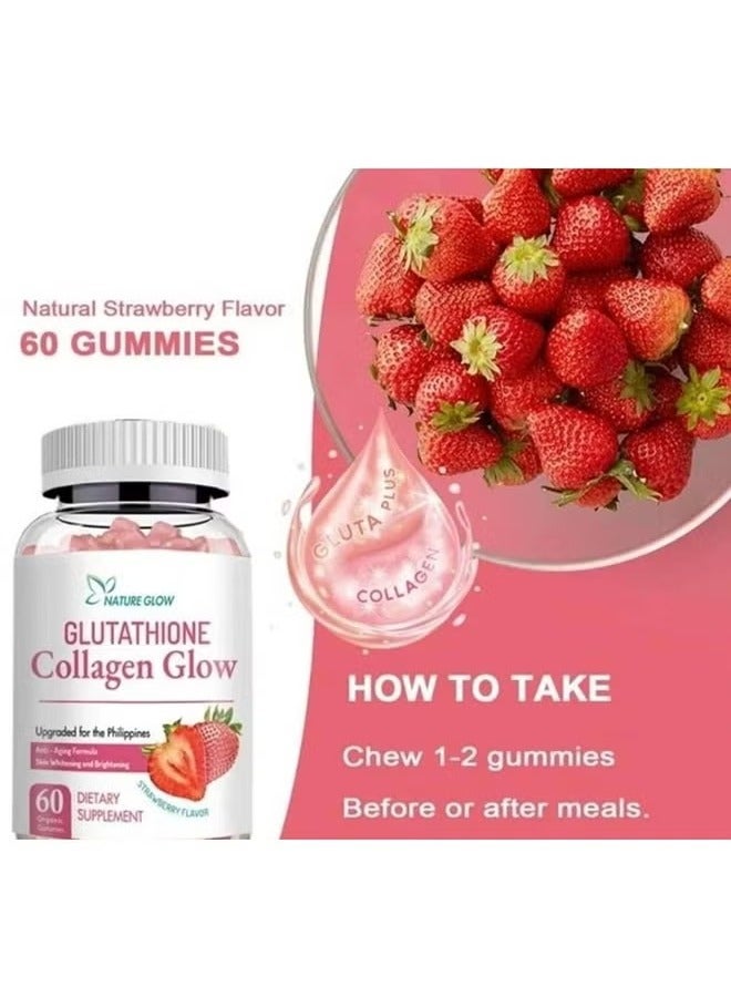 NATURE GLOW Collagen Glow Anti-Aging Skin Whitening Vitamins Strawberry Flavor  - Image 4