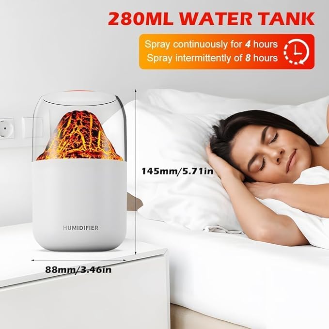 YAVRIXZ Essential Oil Diffuser Humidifier Flame Volcano Diffuser 280ML Aroma Diffuser Humidifier with Flame Light 2 Modes 35MLH for Home Office - Image 3