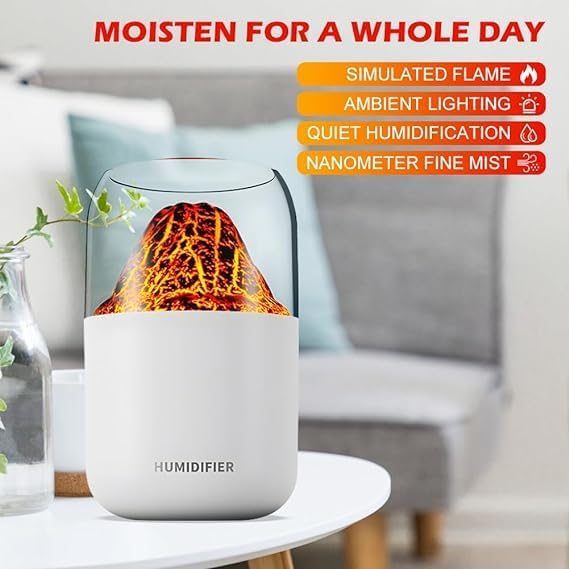 YAVRIXZ Essential Oil Diffuser Humidifier Flame Volcano Diffuser 280ML Aroma Diffuser Humidifier with Flame Light 2 Modes 35MLH for Home Office - Image 4