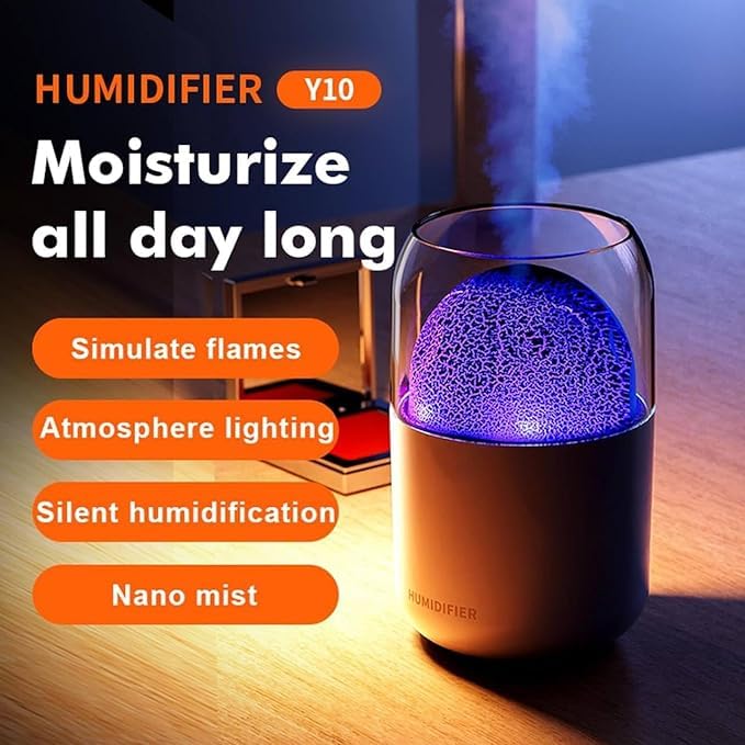 YAVRIXZ Essential Oil Diffuser Humidifier Flame Volcano Diffuser 280ML Aroma Diffuser Humidifier with Flame Light 2 Modes 35MLH for Home Office - Image 5