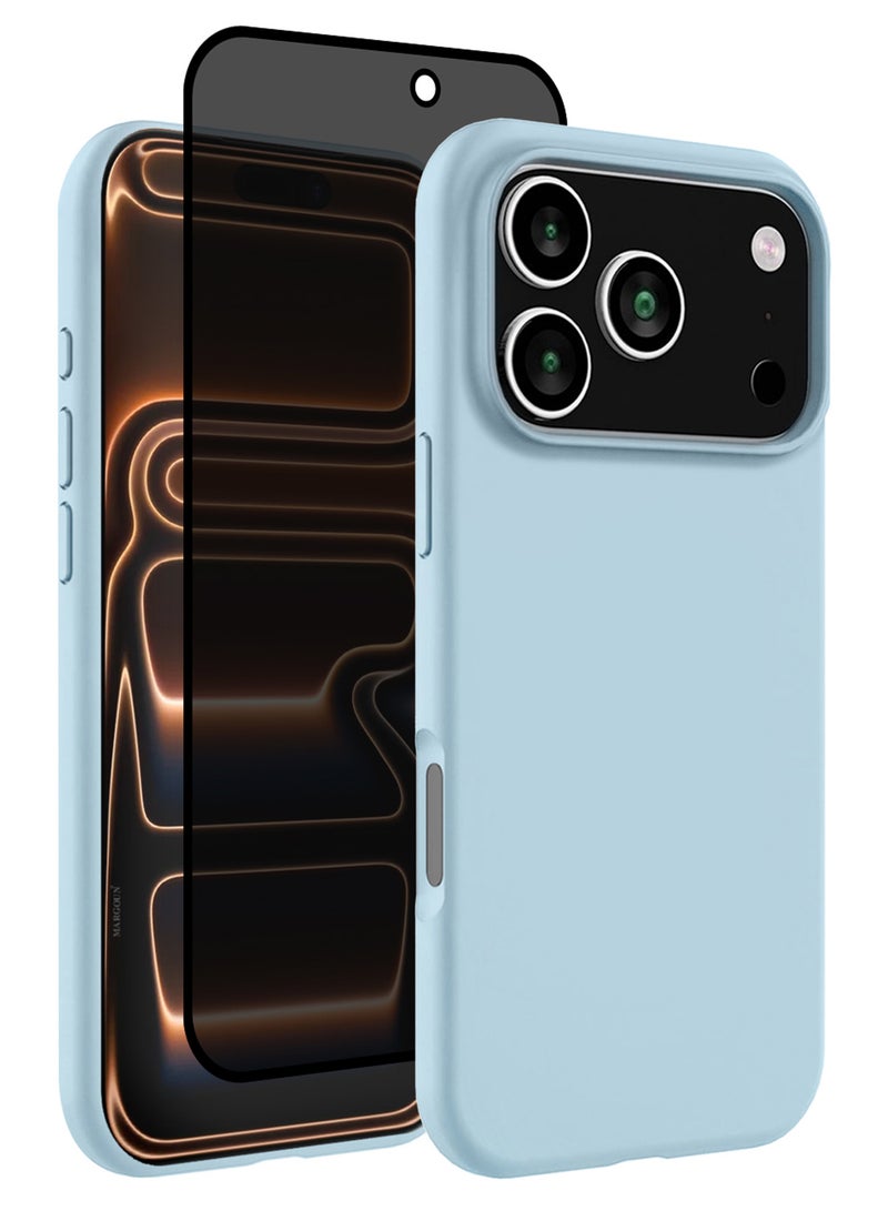 CATANES 2 Packs Silicone Protective Phone Case for iPhone 17 Pro Max- Soft Anti-Scratch Microfiber Lining Ultra Slim Drop Protection Phone Cover with Privacy Screen Protector - Sky Blue - Image 1