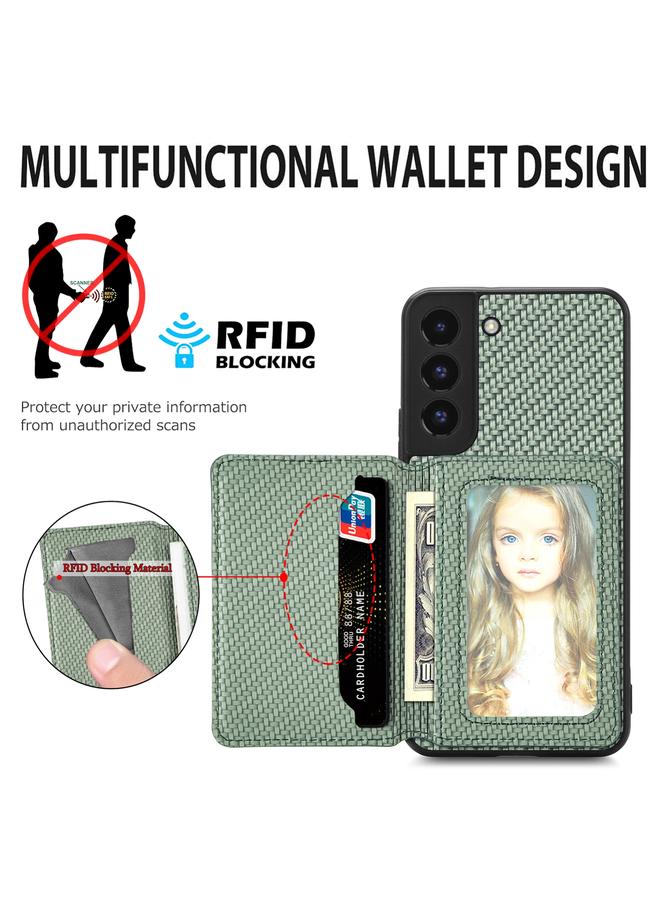 اس-توب جراب لهاتف Samsung Galaxy S22+ 5G مصنوع من ألياف الكربون وحقيبة محفظة مغناطيسية وحافظة هاتف - Image 4