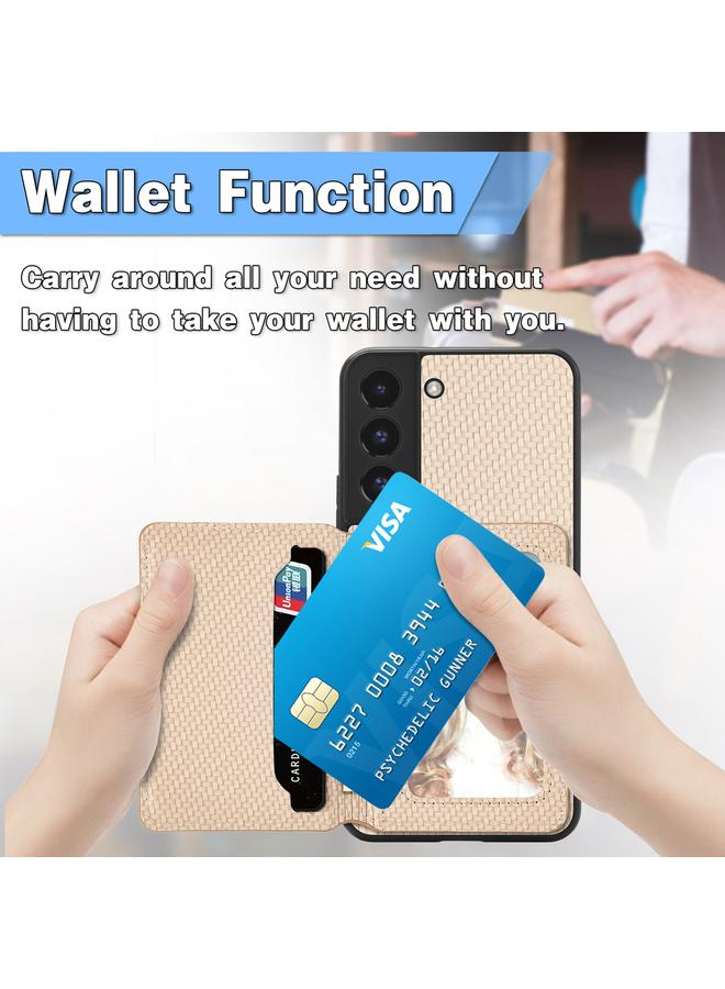 اس-توب جراب لهاتف Samsung Galaxy S22+ 5G مصنوع من ألياف الكربون وحقيبة محفظة مغناطيسية وحافظة هاتف - Image 5