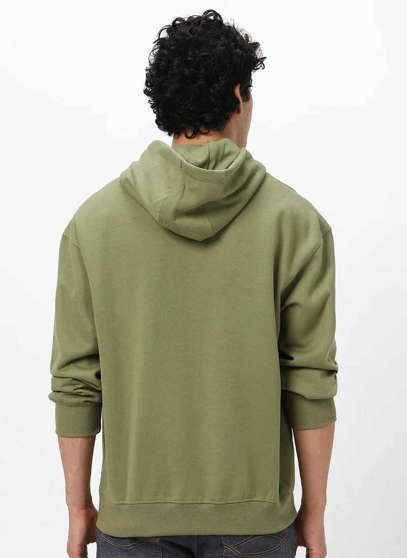 Urbano Fashion  Urbano Fashion Men's Potent Olive Cotton Solid Oversized Hooded Neck Sweatshirt for Men | Best Price UAE