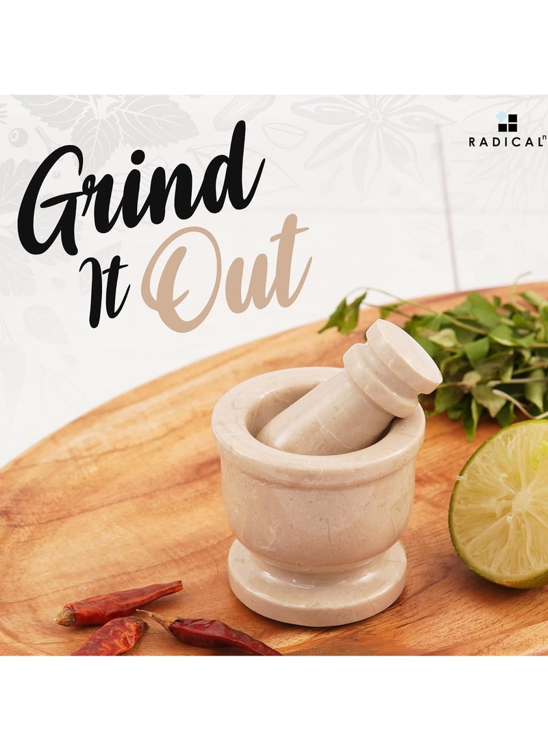RADICALn Radicaln Marble Mortar and Pestle Set Verona 2.5" Inches Handmade Spice Grinder for Kitchen Herb Grinder Bowl & Garlic Crusher for Kitchen Accessories  - Image 2