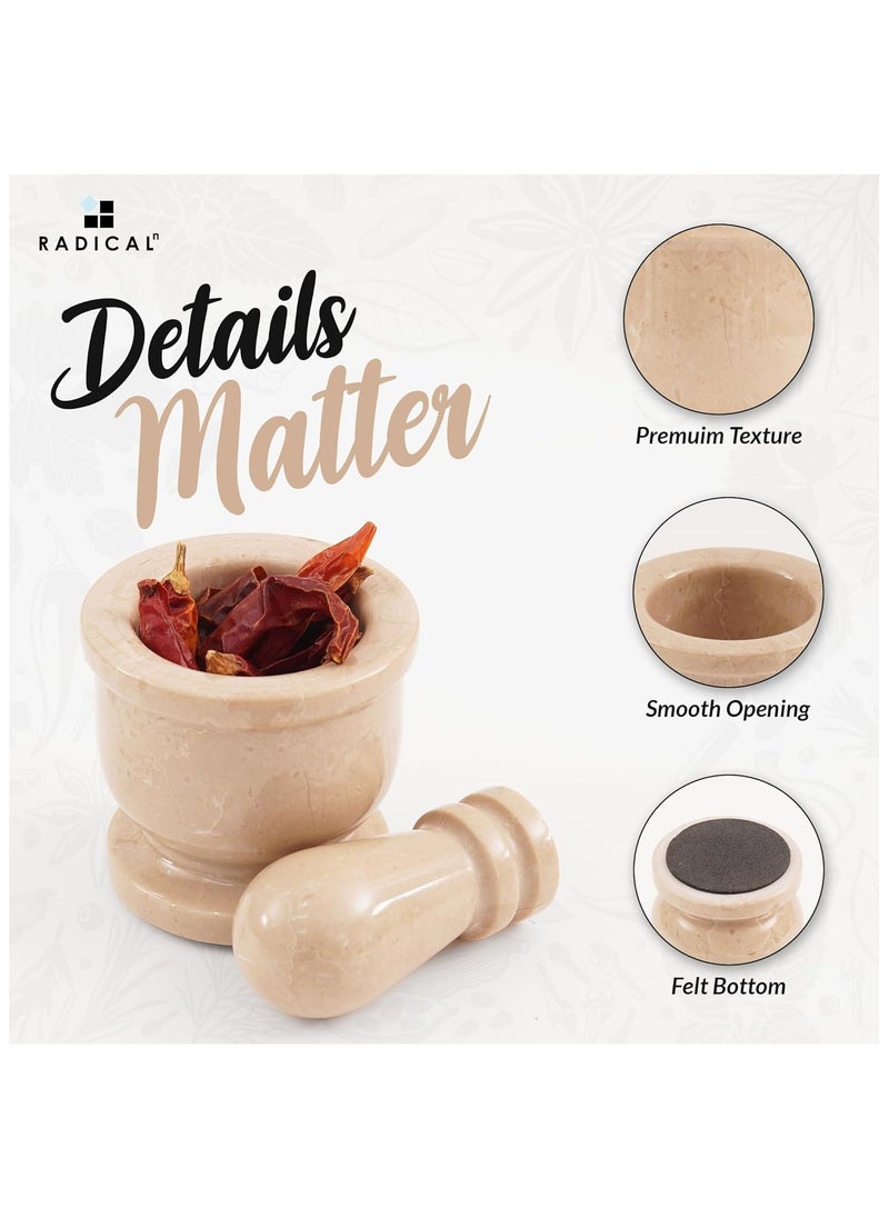 RADICALn Radicaln Marble Mortar and Pestle Set Verona 2.5" Inches Handmade Spice Grinder for Kitchen Herb Grinder Bowl & Garlic Crusher for Kitchen Accessories  - Image 4
