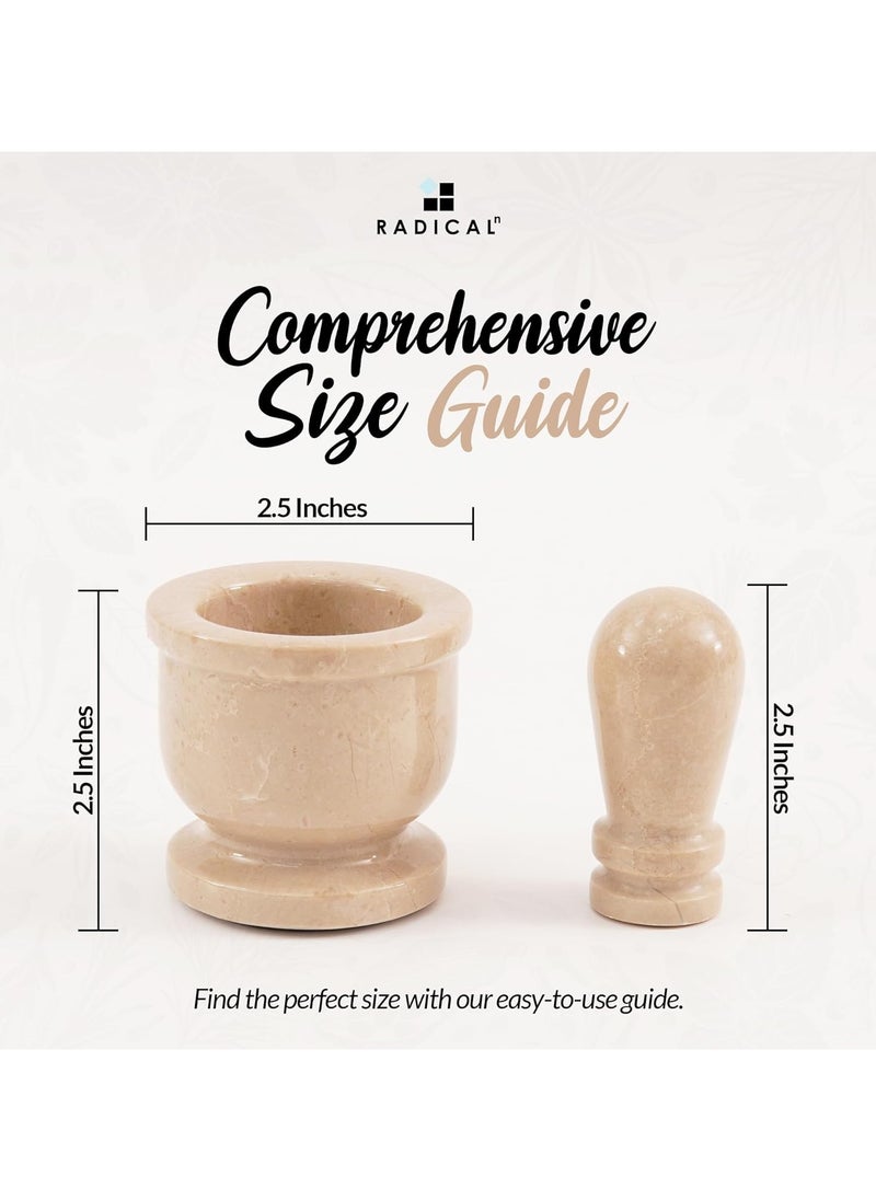 RADICALn Radicaln Marble Mortar and Pestle Set Verona 2.5" Inches Handmade Spice Grinder for Kitchen Herb Grinder Bowl & Garlic Crusher for Kitchen Accessories  - Image 5