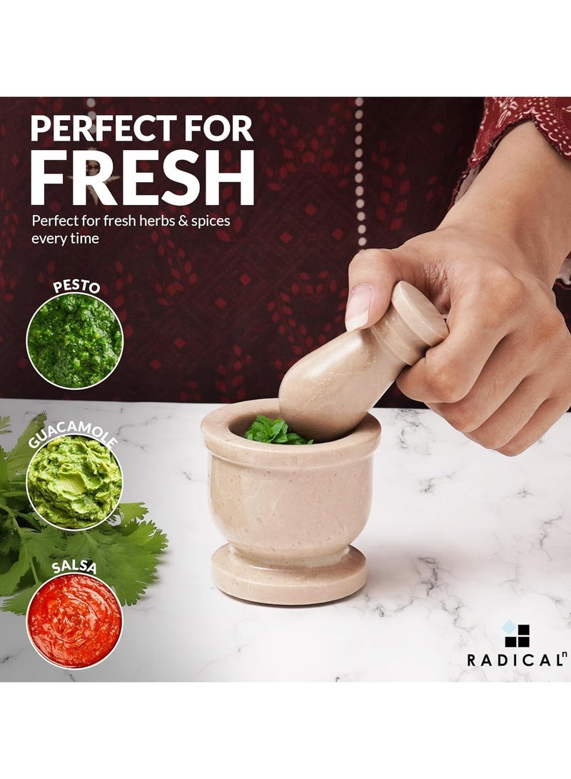 راديكالن طقم هاون ومدقة من فيرونا الرخامية | مطحنة أعشاب وتوابل يدوية الصنع مقاس ٢.٥ بوصة | إكسسوارات المطبخ - Image 4