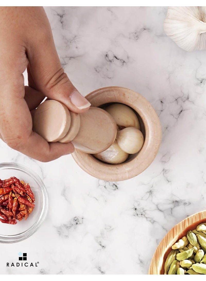 راديكالن طقم هاون ومدقة من فيرونا الرخامية | مطحنة أعشاب وتوابل يدوية الصنع مقاس ٢.٥ بوصة | إكسسوارات المطبخ - Image 5