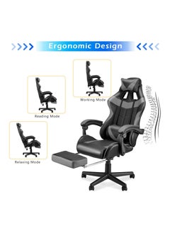 Chulovs Gaming Chair with Footrest Computer Chair Deak Chair High Back Racing Style Office Chair with Headrest Lumbar Support Adjustable Office Chair  - Image 3