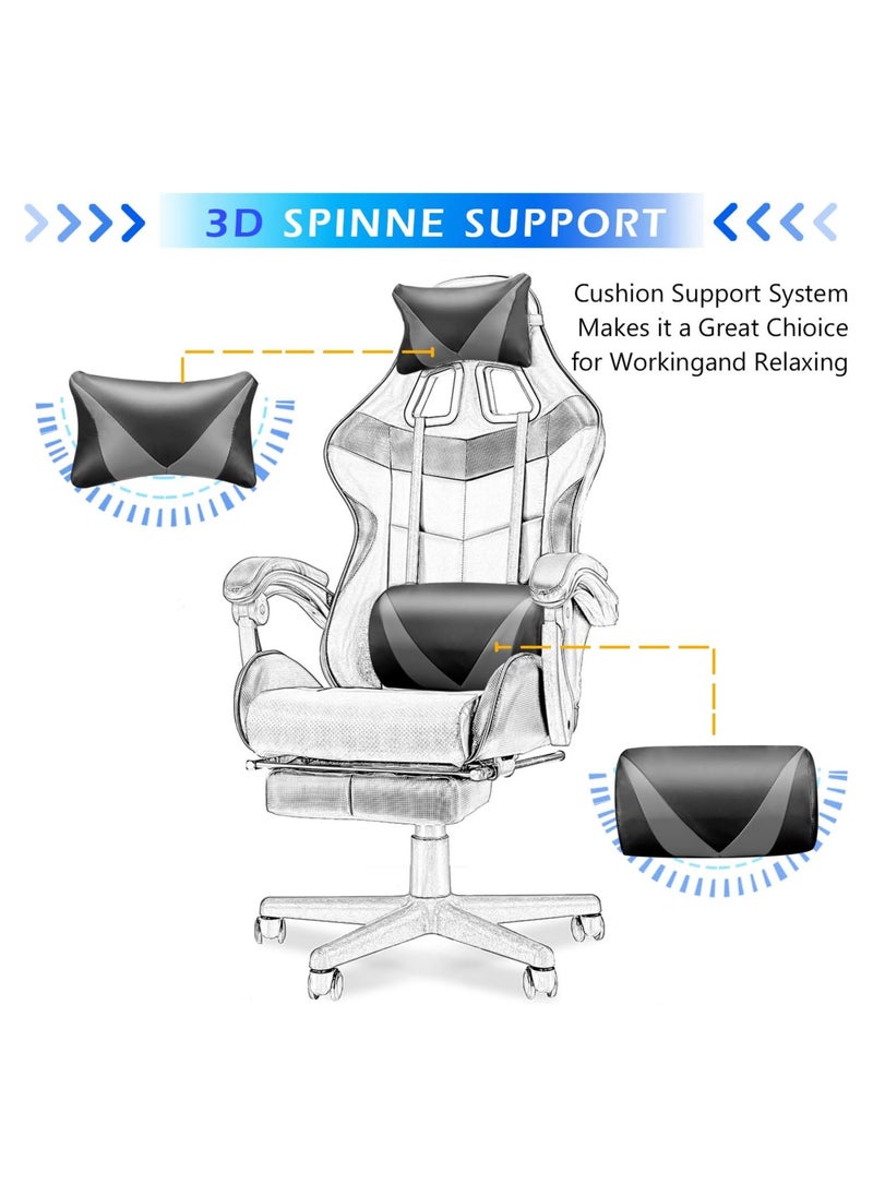 Chulovs Gaming Chair with Footrest Computer Chair Deak Chair High Back Racing Style Office Chair with Headrest Lumbar Support Adjustable Office Chair  - Image 5