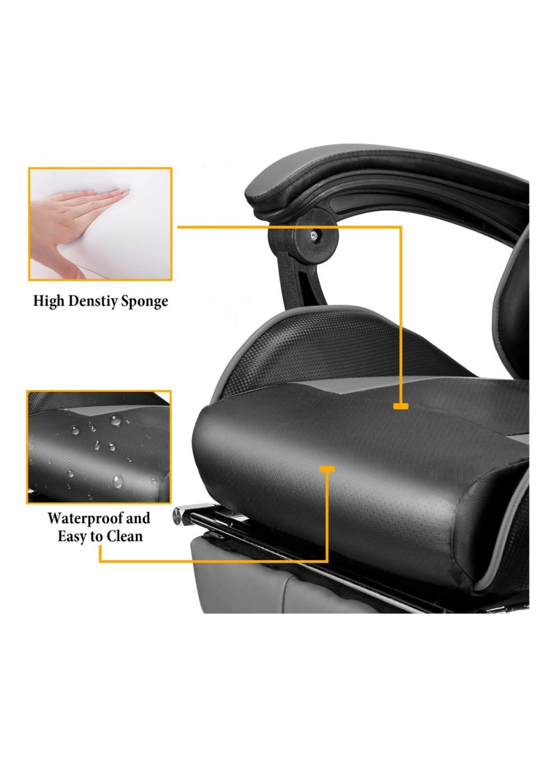 Gaming Chair with Footrest Computer Chair Deak Chair High Back Racing Style Office Chair with Headrest Lumbar Support Adjustable Office Chair