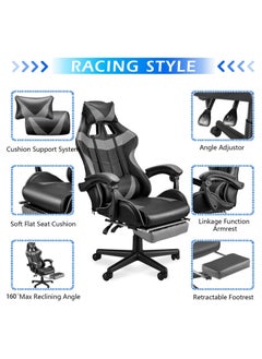Chulovs Gaming Chair with Footrest Computer Chair Deak Chair High Back Racing Style Office Chair with Headrest Lumbar Support Adjustable Office Chair  - Image 4