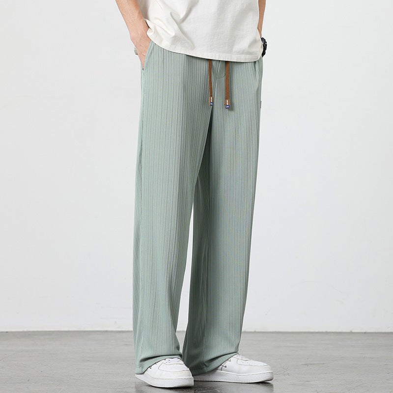 2024 Summer Ice Silk New Arrival Thin Loose Straight Casual Trousers Drapes Wide Leg Pants Quick-Drying Drapes Casual Pants - Image 5