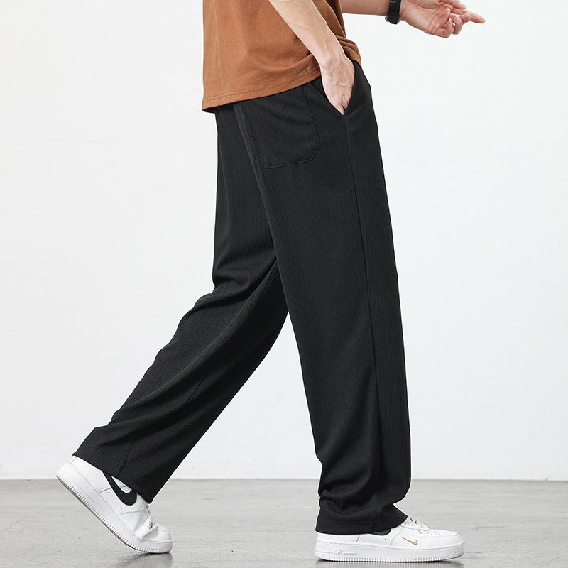 2024 Summer Ice Silk New Arrival Thin Loose Straight Casual Trousers Drapes Wide Leg Pants Quick-Drying Drapes Casual Pants - Image 4