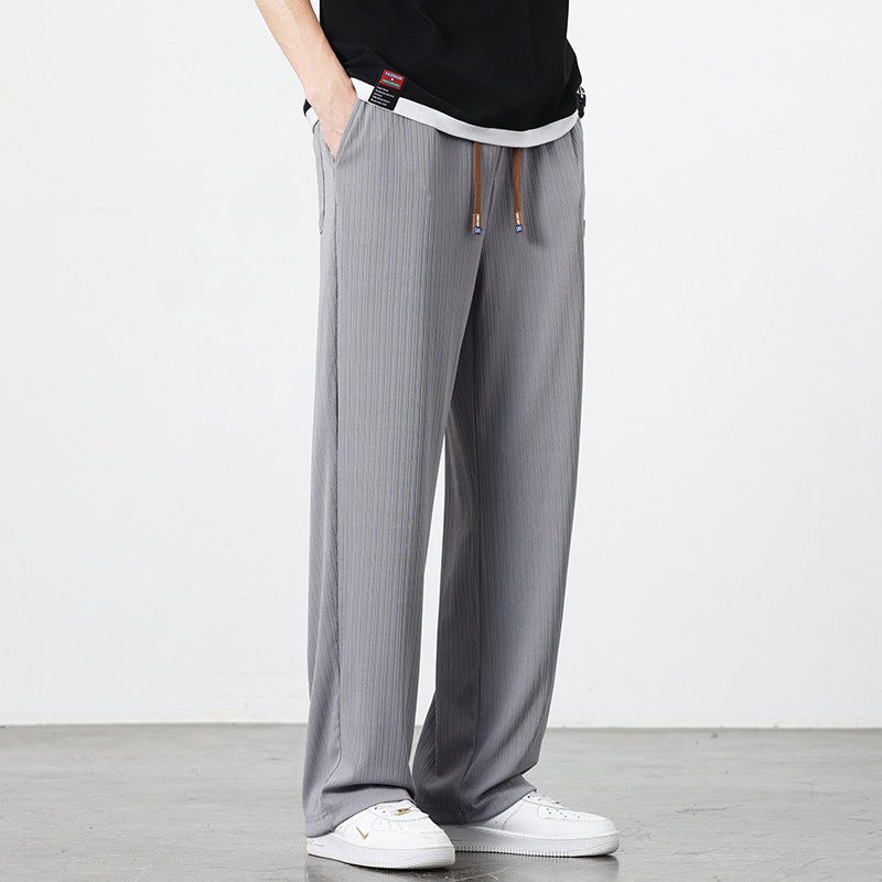 2024 Summer Ice Silk New Arrival Thin Loose Straight Casual Trousers Drapes Wide Leg Pants Quick-Drying Drapes Casual Pants - Image 2