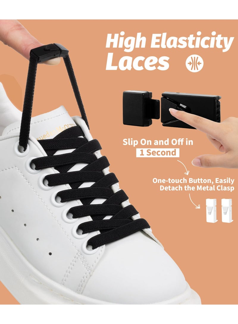 3 أزواج من أربطة الأحذية سهلة الربط مع مشابك متشابكة، أربطة أحذية رياضية مسطحة قابلة للتعديل، أربطة أحذية مرنة بدون ربط، مناسبة لجميع أنواع الأحذية للرجال والنساء (أسود، أبيض، رمادي) - Image 3