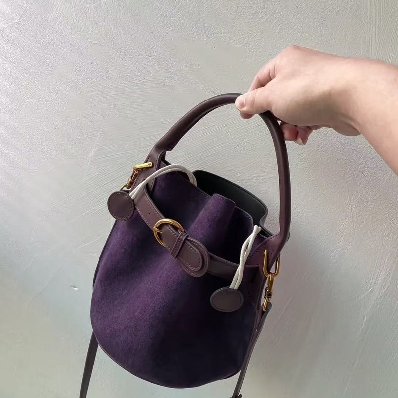 حقيبة دلو من المخمل البنفسجي - Image 4