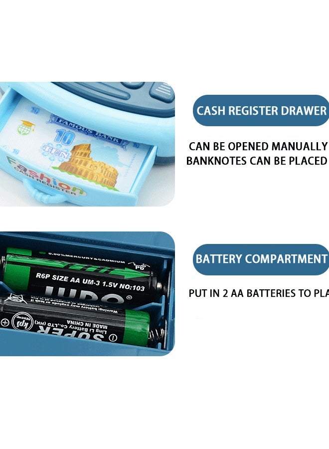 Arabest Cash Register Playset Toy Pretend Play Calculator Cash Register Toy Pretend Play Store with Light  Scanner, Play Money Play Food for Boys & Girls - Image 4