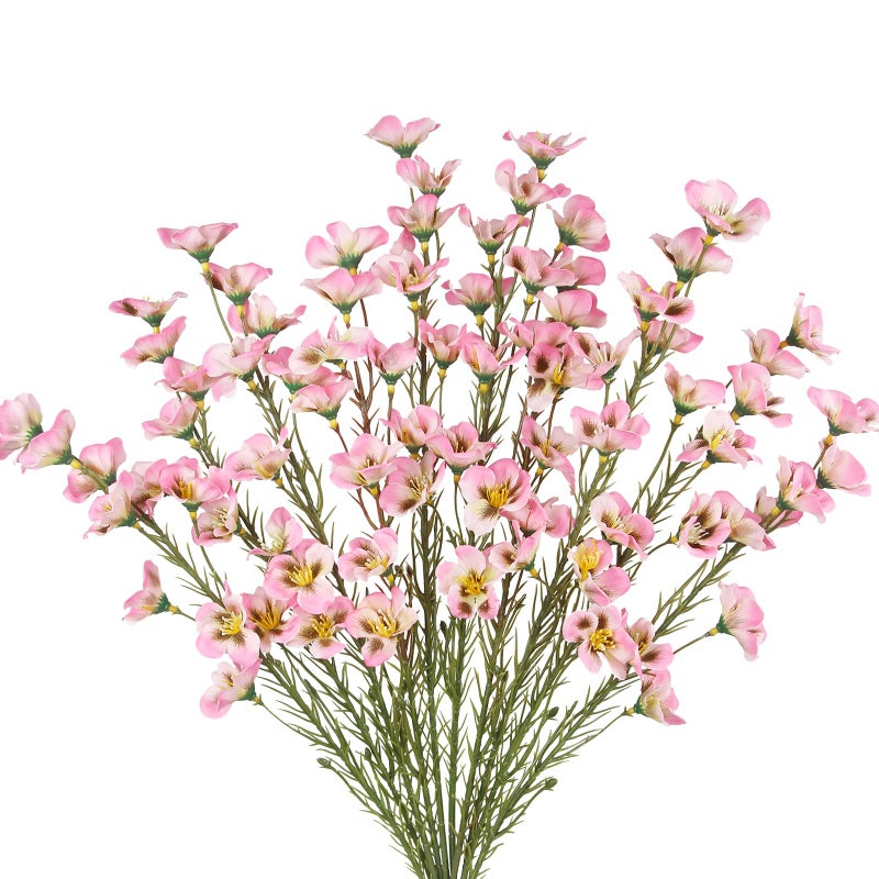 CITYES 10 Pcs Artificial Wildflowers Pink Fake Flower Stems 21" Silk Spring Flowers Forsythia Faux Wildflowers Floral Stems for Flower Arrangements Home Decor Indoor Outdoor Wedding Centerpieces - Image 1