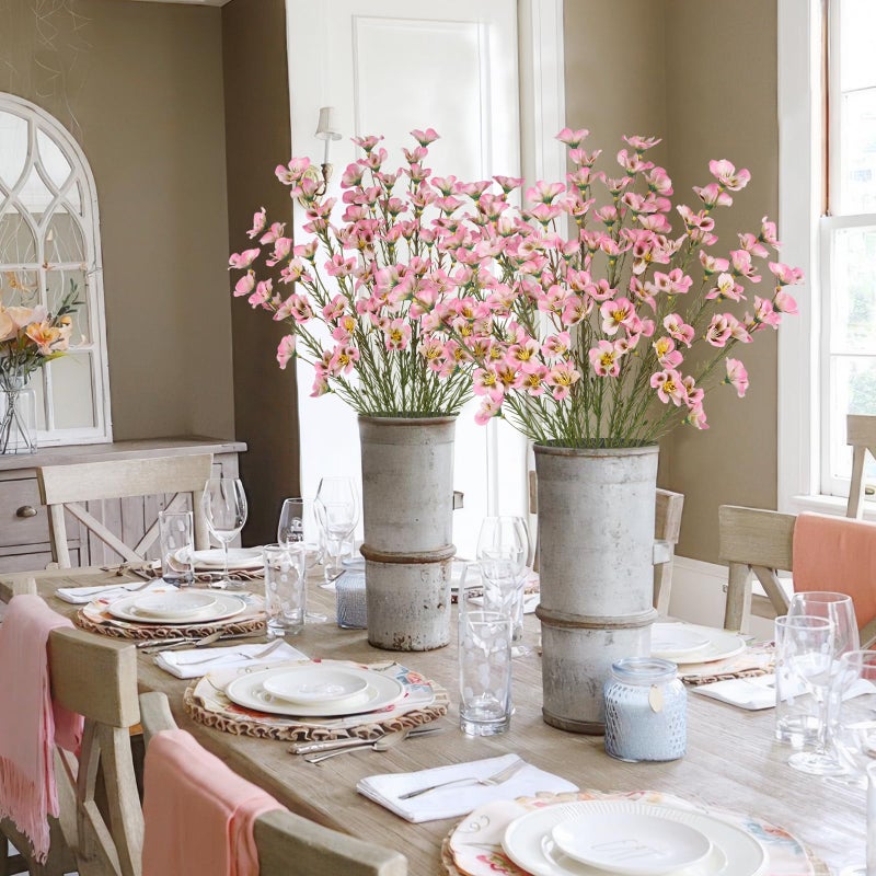 CITYES 10 Pcs Artificial Wildflowers Pink Fake Flower Stems 21" Silk Spring Flowers Forsythia Faux Wildflowers Floral Stems for Flower Arrangements Home Decor Indoor Outdoor Wedding Centerpieces - Image 4