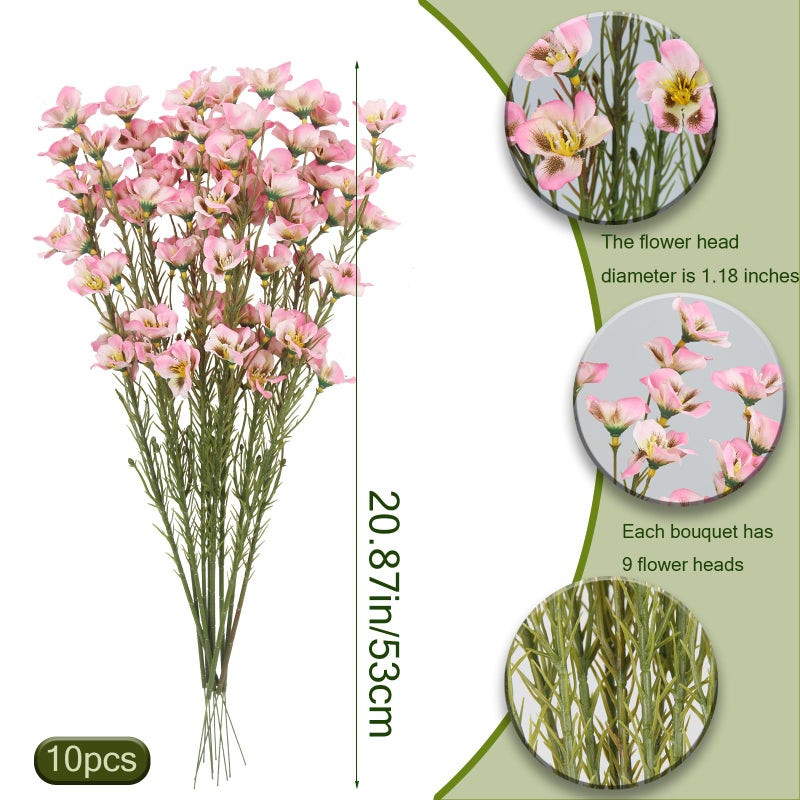 CITYES 10 Pcs Artificial Wildflowers Pink Fake Flower Stems 21" Silk Spring Flowers Forsythia Faux Wildflowers Floral Stems for Flower Arrangements Home Decor Indoor Outdoor Wedding Centerpieces - Image 2