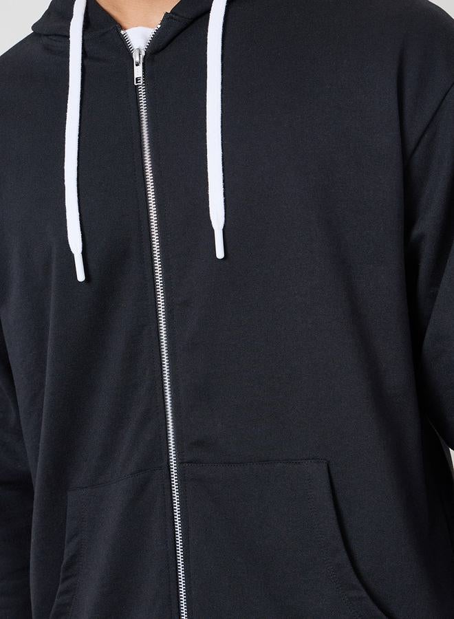 ستايلي هودي بسحاب بقصة مريحة مع رباط متباين - Image 3