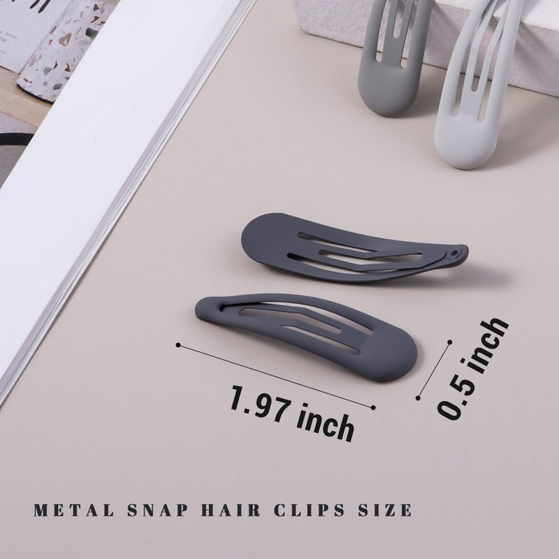 Cptots Small Hair Barrettes For Women No Slip Metal Snap Clips For Thin And Fine Hair,Matte Black Gray White,20 PCS,1.97 x 0.5 Inch. - Image 2