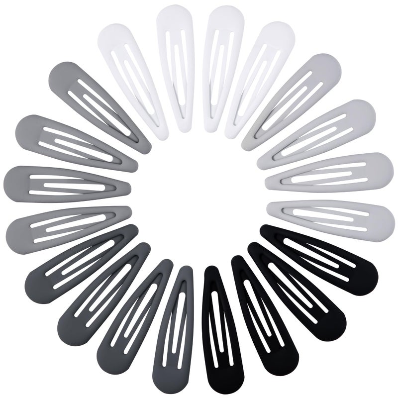 Cptots Small Hair Barrettes For Women No Slip Metal Snap Clips For Thin And Fine Hair,Matte Black Gray White,20 PCS,1.97 x 0.5 Inch. - Image 1