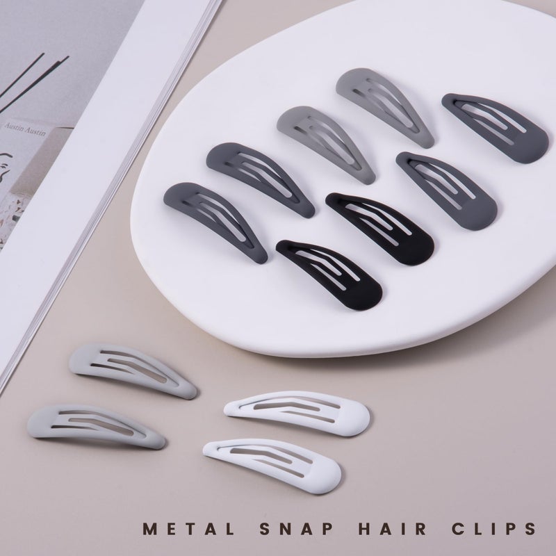 Cptots Small Hair Barrettes For Women No Slip Metal Snap Clips For Thin And Fine Hair,Matte Black Gray White,20 PCS,1.97 x 0.5 Inch. - Image 3