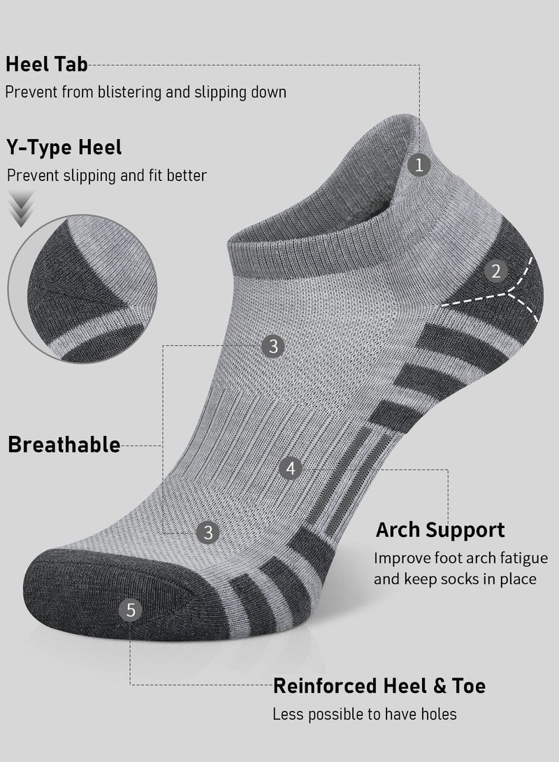 Excefore Ankle Athletic Running Socks Cushioned Breathable Low Cut Sports Tab Socks for Men and Women (6 Pairs) - Image 3