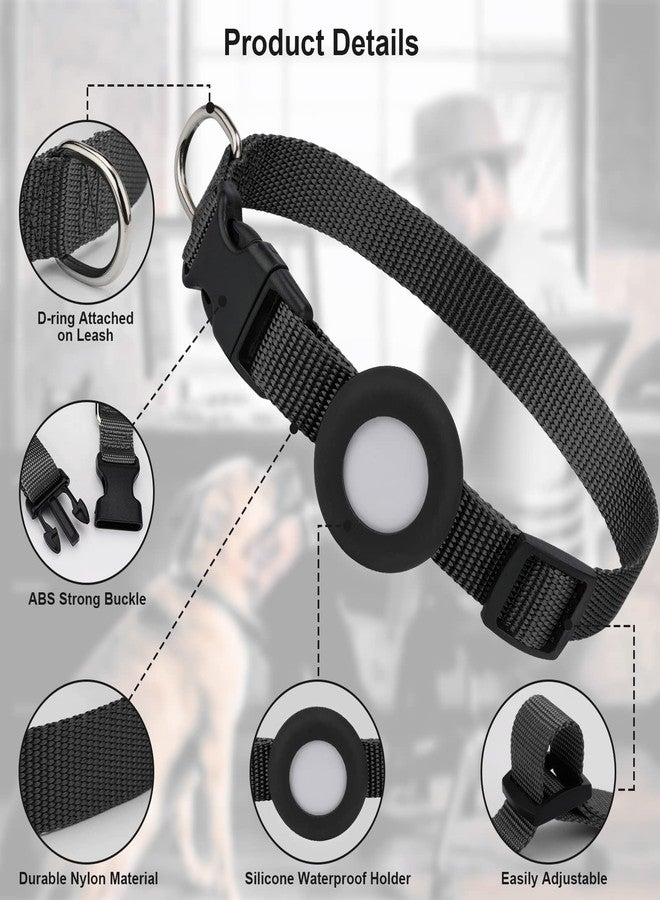 SimpleThings Compatible with Airtag Dog Collar, Adjustable Air Tag Dog Collar with Durable Quick Snap Buckle, Imitation Nylon Dog Collar with Waterproof Apple Airtag Holder for Small Dogs (S（6"-16"）, Black) - Image 3