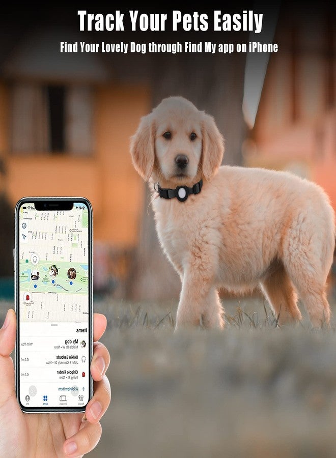 SimpleThings Compatible with Airtag Dog Collar, Adjustable Air Tag Dog Collar with Durable Quick Snap Buckle, Imitation Nylon Dog Collar with Waterproof Apple Airtag Holder for Small Dogs (S（6"-16"）, Black) - Image 2