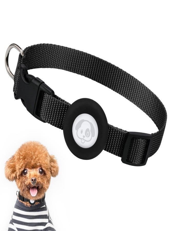 SimpleThings Compatible with Airtag Dog Collar, Adjustable Air Tag Dog Collar with Durable Quick Snap Buckle, Imitation Nylon Dog Collar with Waterproof Apple Airtag Holder for Small Dogs (S（6"-16"）, Black) - Image 1