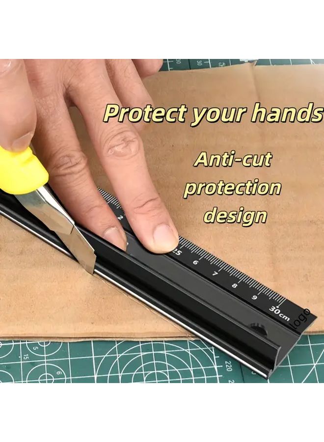 Cool Black 7.87 Inch Metal Ruler High Precision Aluminum Alloy Straightedge For Technical Drawing - Image 3