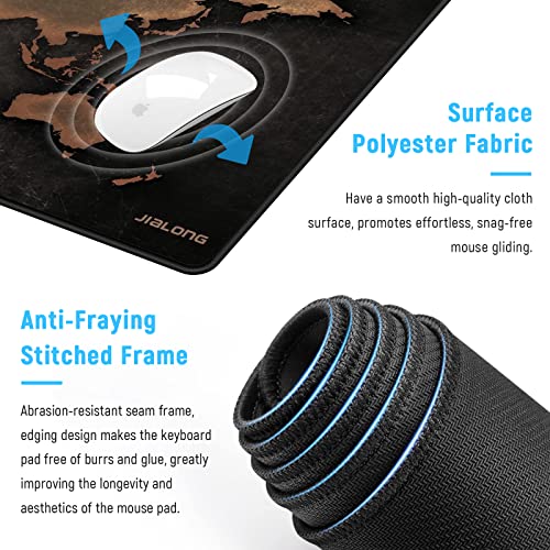 JIALONG Large Gaming Mouse Pad, XXL Desk Mousepad with Stitched Edges, Non-Slip Base Keyboard Pad for Gamer, Office & Home Retro Map - Image 3
