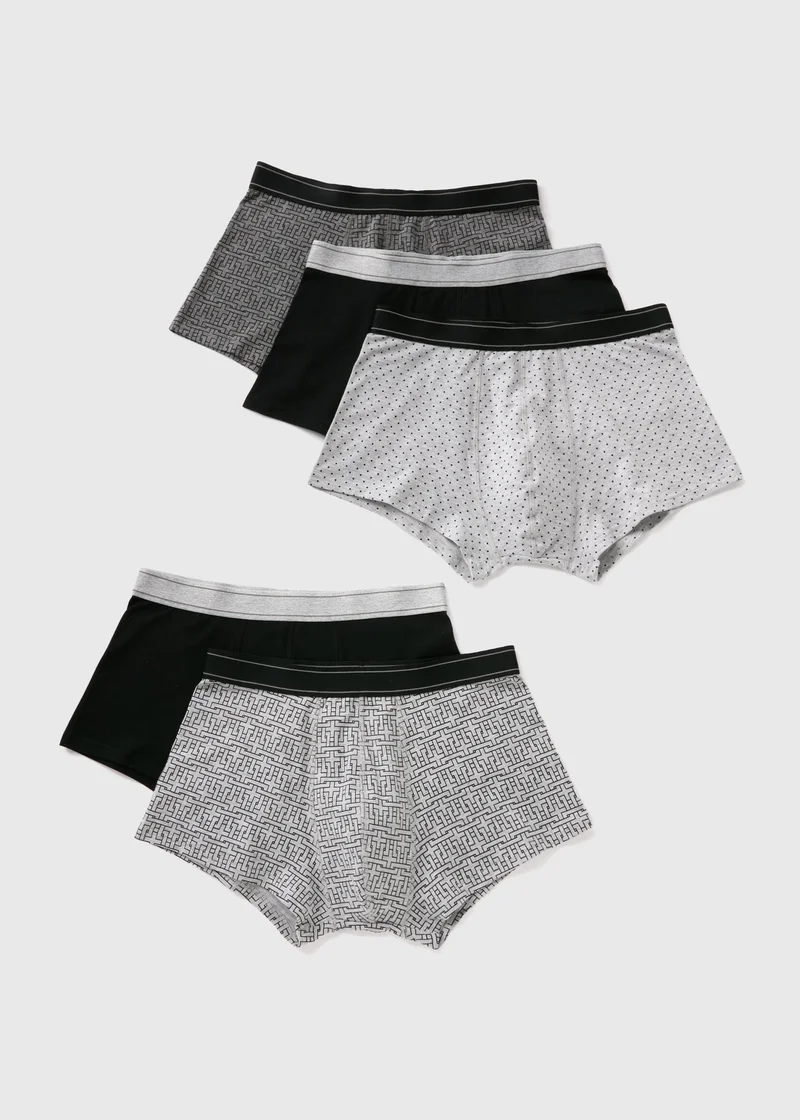 Matalan 5 Pack Black Mono Hipsters