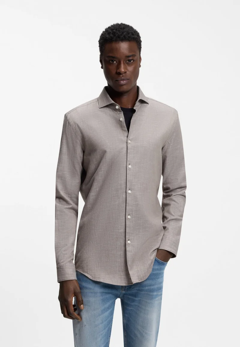 HUGO Slim-fit shirt in cotton and linen