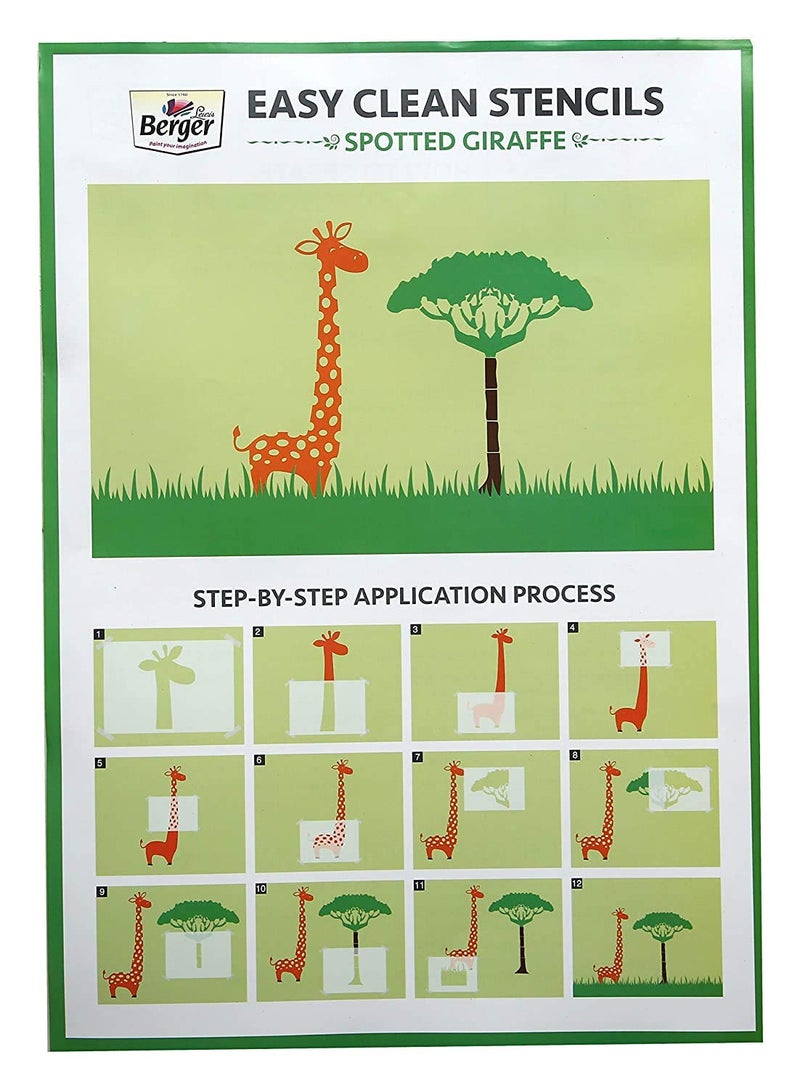 Berger Paints Berger Easy Clean Spotted Plastic Giraffe Stencil 16.53 x 11.69 inches (Multi, Pack of 1) - Image 2