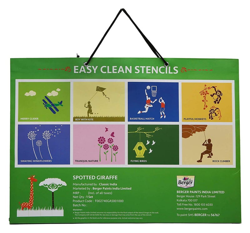Berger Paints Berger Easy Clean Spotted Plastic Giraffe Stencil 16.53 x 11.69 inches (Multi, Pack of 1) - Image 5