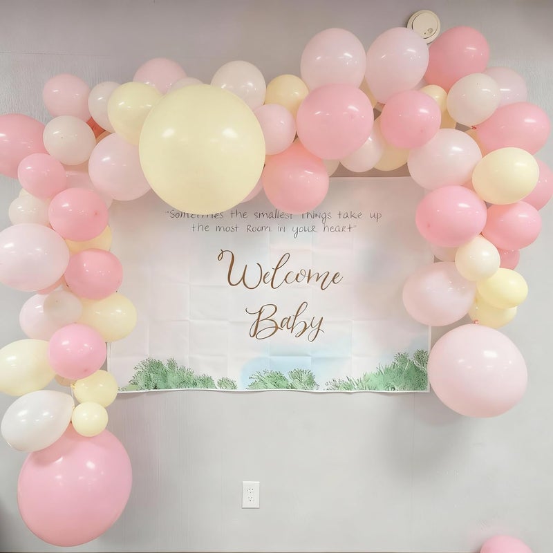 JOYFLOAT Pink and Yellow Balloons, 60Pcs 12 Inch Pastel Pink Light Pink Yellow Sand White Balloons for Baby Shower Bridal Shower Anniversary Wedding Bee Bear Themed Birthday Party Decorations - Image 3